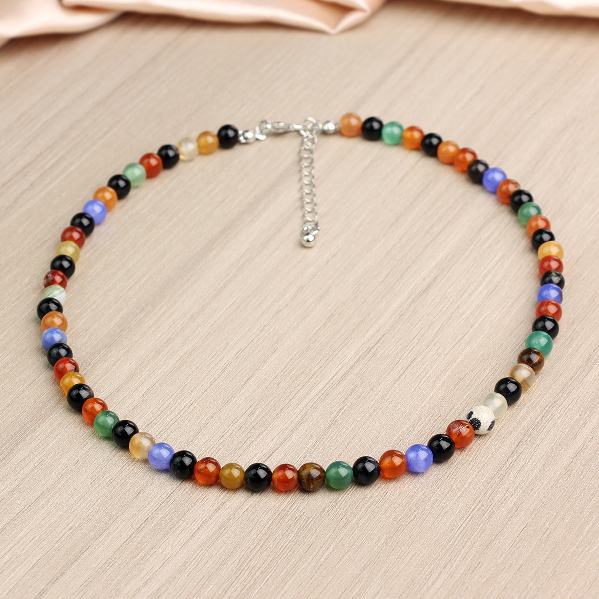 Wholesale  romantic universe planet niche colorful agate stone beaded necklace